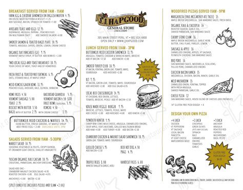 Menu at J.